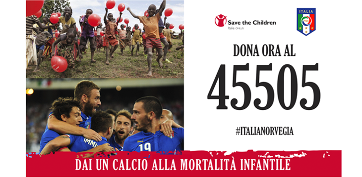 La Nazionale stasera in campo con Save The Children a sostegno della campagna Every One